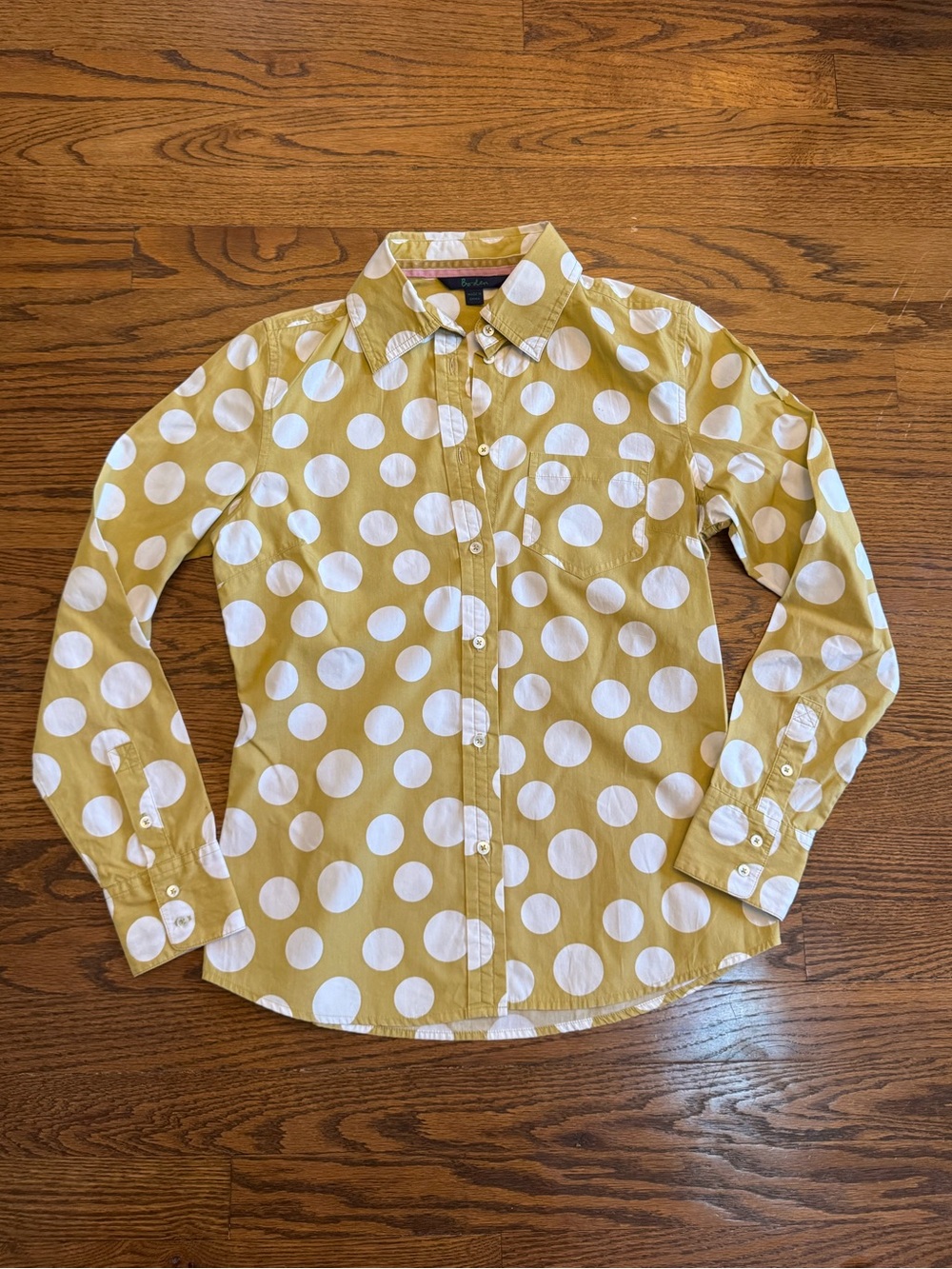 Boden Mustard Yellow & White Button-Down Collared Long Sleeve Shirt UK8/US4